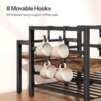 HOOBRO K Cup Holder, Coffee Pod Organizer for Counter, 70 Capacity Pods Storage Organizer, Coffee Maker Stand with Mug Rack, Coffee Station for Syrup, Rustic Brown and Black BF03CR01