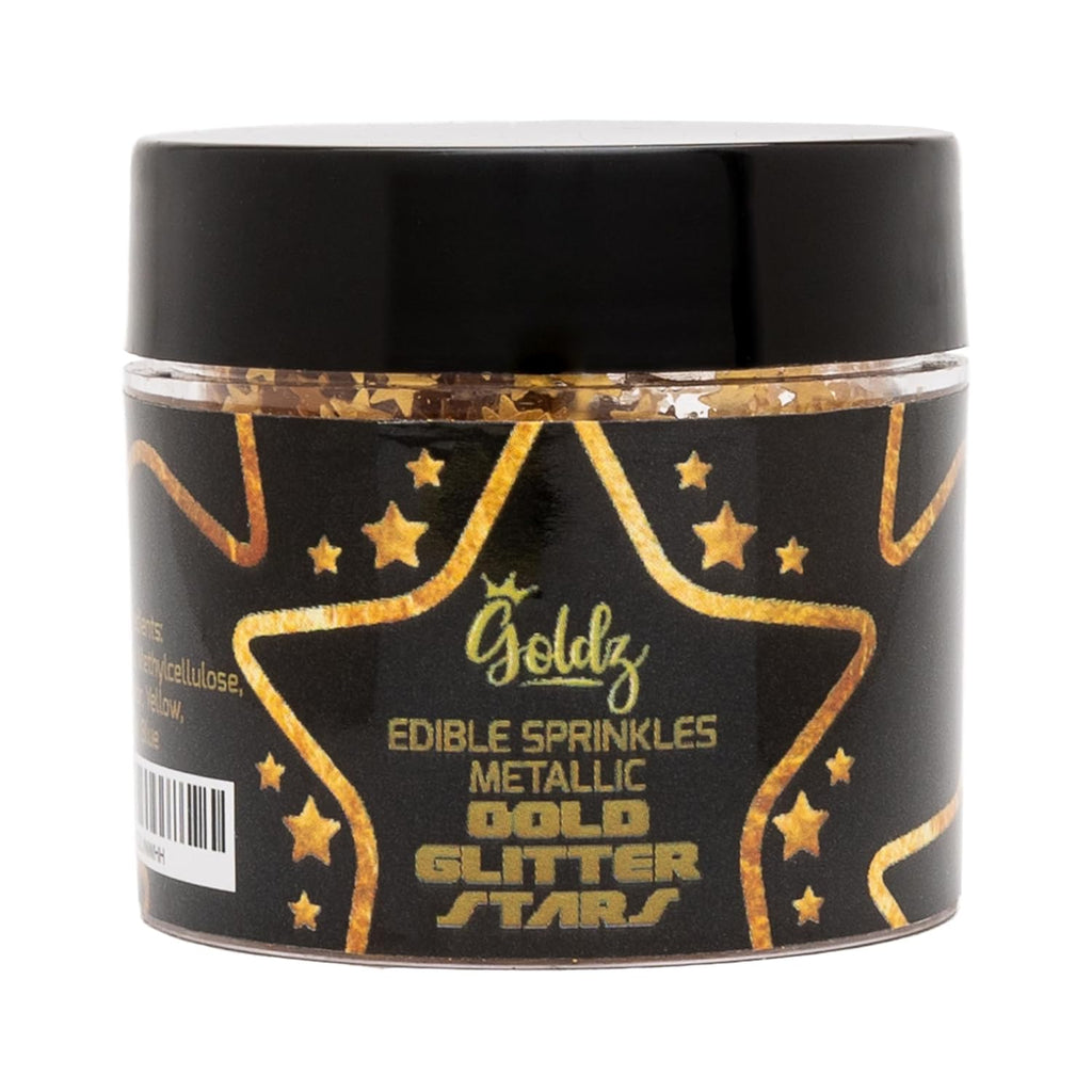 goldz: Edible Sprinkiles Metaliic Gold Glitter Stars 5 grams: Perfect for decorating cakes, cupcakes, flakes, and cookies