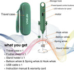Rechargeable Milk Frother Handheld 3 Speed Coffee Foamer [3 Whisk] Electric Drink Mixer for Latte, Cappuccino, Coffee, Eggs, Hot Chocolate,Grass Green