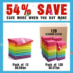 Orighty Microfiber Cleaning Cloth Pack of 120, Microfiber Towels for Cars, Highly Absorbent Car Cleaning Supplies, Lint Free Cloths Clean Rags for Car Care, House, Kitchen, 12x12 inch