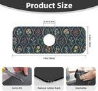 2Pcs Dish Drying Mats Faucet Mats Sets Large Size Coffee Mats Sink Faucet Mat Splash Guard for Kitchen Counter Bathroom Sink Coffee Bar Kitchen Decor (Vintage Flowers, 18"x24" 15" x 5.5"Set)
