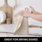 Homaxy 100% Cotton Terry Kitchen Dish Cloths, Ultra Soft and Absorbent Dish Towels for Kitchen, Suitable for Drying and Washing Dishes, 6 Pack, 12 x 12 Inches, Beige