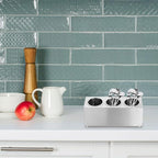 uxcell Kitchen Utensil Holder, Stainless Steel Cylinder Flatware Silverware Utensil Holder with 3 Compartments, Caddy Drying Rack Countertop Silverware Organizer for Buffets (3 Holes)