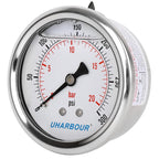 Glycerin Filled Pressure Gauge 300psi/20bar, Stainless Steel case, Brass Inside Construction, 2-1/2" dial, 1/4" NPT Back Connection.……