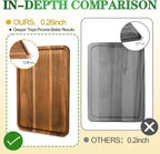 2 Pcs Acacia Wood Serving Tray, Charcuterie Boards Rectangular Wooden Platter, Large Serving Tray Wood Kitchen Display Tray for Food, Cookie, Dessert, Fruit, Snack, Vegetable, 13" x 9" x 0.6"