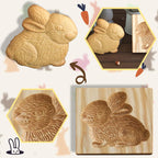 Wooden Cookie Biscuit Mold, 3D Baking Mold, Embossing Craft Decorating Baking Tool, Suitable for Halloween Thanksgiving Christmas Kitchen DIY (Rabbit 10 * 10 * 2)