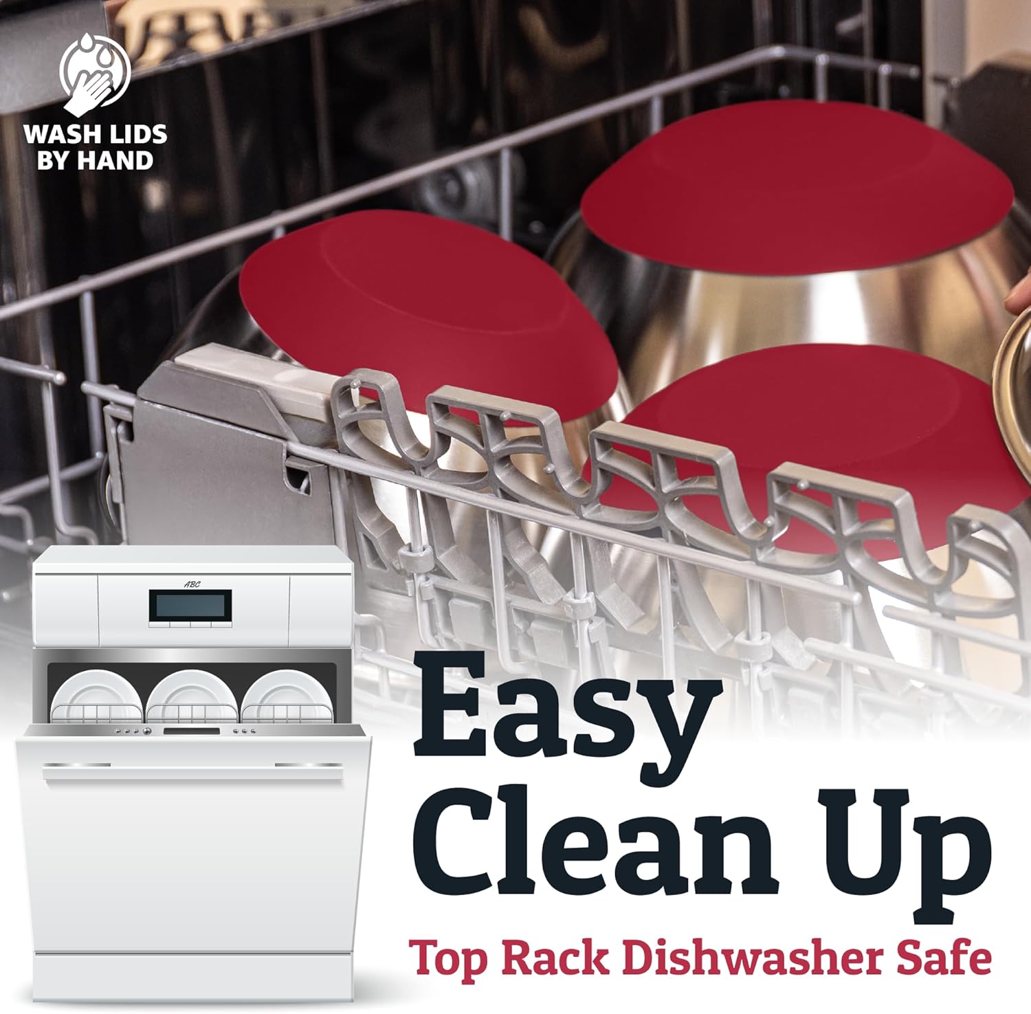 Priority Chef 6Pc Large Mixing Bowls With Lids Set with Non-Slip Bases, Stainless Steel Mixing Bowl Set, 6 Airtight Lids and 3 Graters, Red