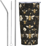 Bee Tumbler with Lid and Straw 20oz Coffee Tumblers Leakproof Stainless Steel Travel Mug Vacuum Insulated Cup for Iced and Hot