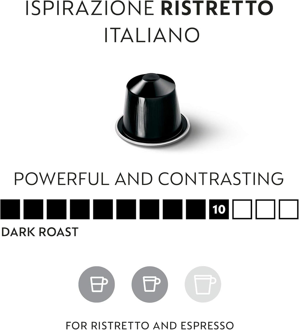 Nespresso Capsules Original Line, Ristretto Intenso, Dark Roast Coffee, 50 Count Coffee Pods