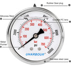 Glycerin Filled Pressure Gauge 10000psi/700bar, Stainless Steel case, Brass Inside Construction, 2-1/2" dial, 1/4" NPT Back Connection.…