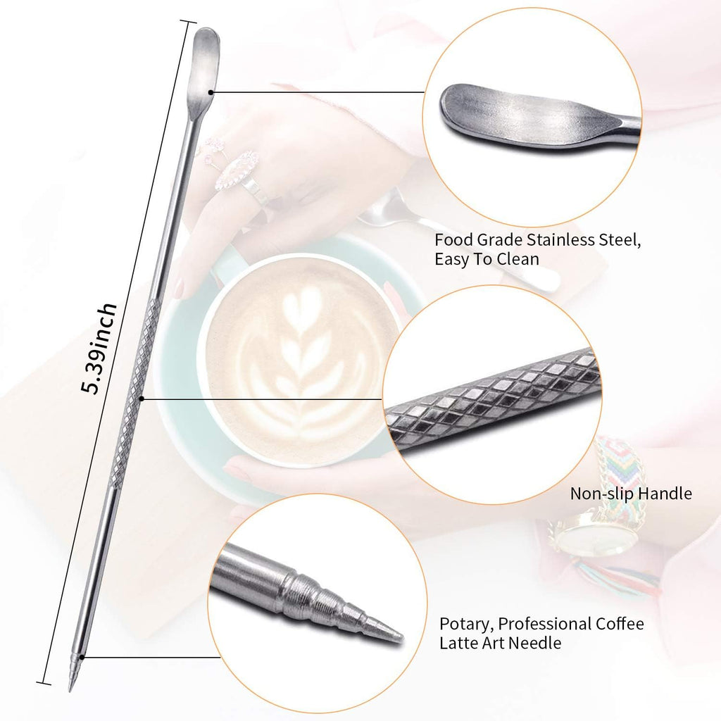 Espresso Milk Frothing Pitcher, Stainless Steel 300Z/900ML Coffee Milk Frother Cup with Decorating Art Pen for Espresso Machine, Latte Art