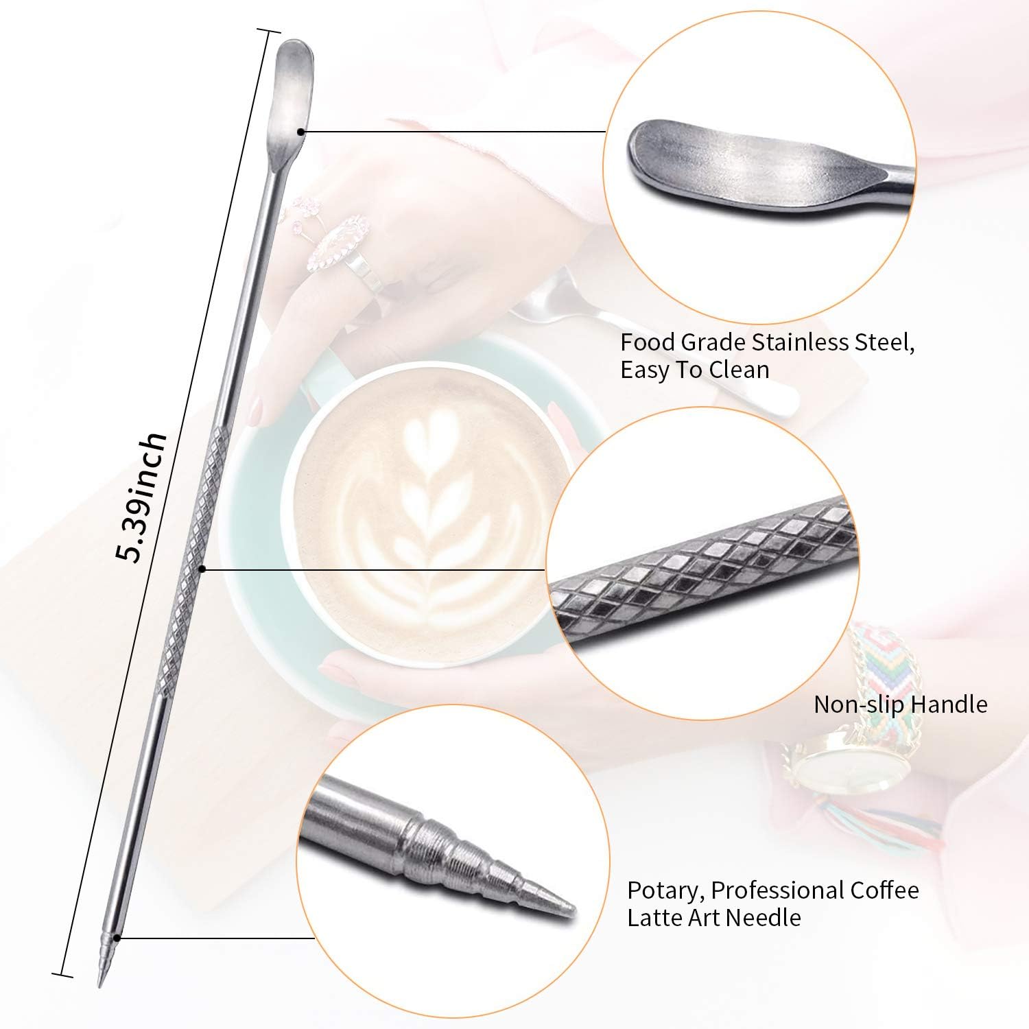 Espresso Milk Frothing Pitcher, Stainless Steel 300Z/900ML Coffee Milk Frother Cup with Decorating Art Pen for Espresso Machine, Latte Art