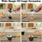 Mongdio Espresso Measuring Cup, Stainless Steel Espresso Shot Cups with Wooden Handle and Double Spouts, 3.4OZ/100ML, Black