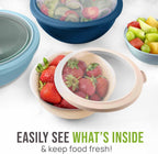 Zulay Kitchen 12 Piece Plastic Mixing Bowls with Leak-Proof Lids Set - Microwave and Freezer Safe Kitchen Mixing Bowls for Preparing, Serving and Storing - Large Nesting Bowls (Twilight Ombre)