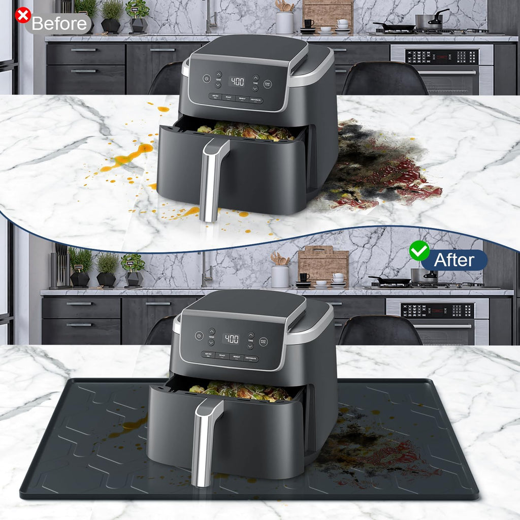 17.7"x14" Silicone Coffee Bar Mat, Non-Slip Hot Pad, Countertop Protector for Air Fryers, Microwaves, Coffee Makers, Compatible with Ninja, Cosori, Chefman, Toshiba