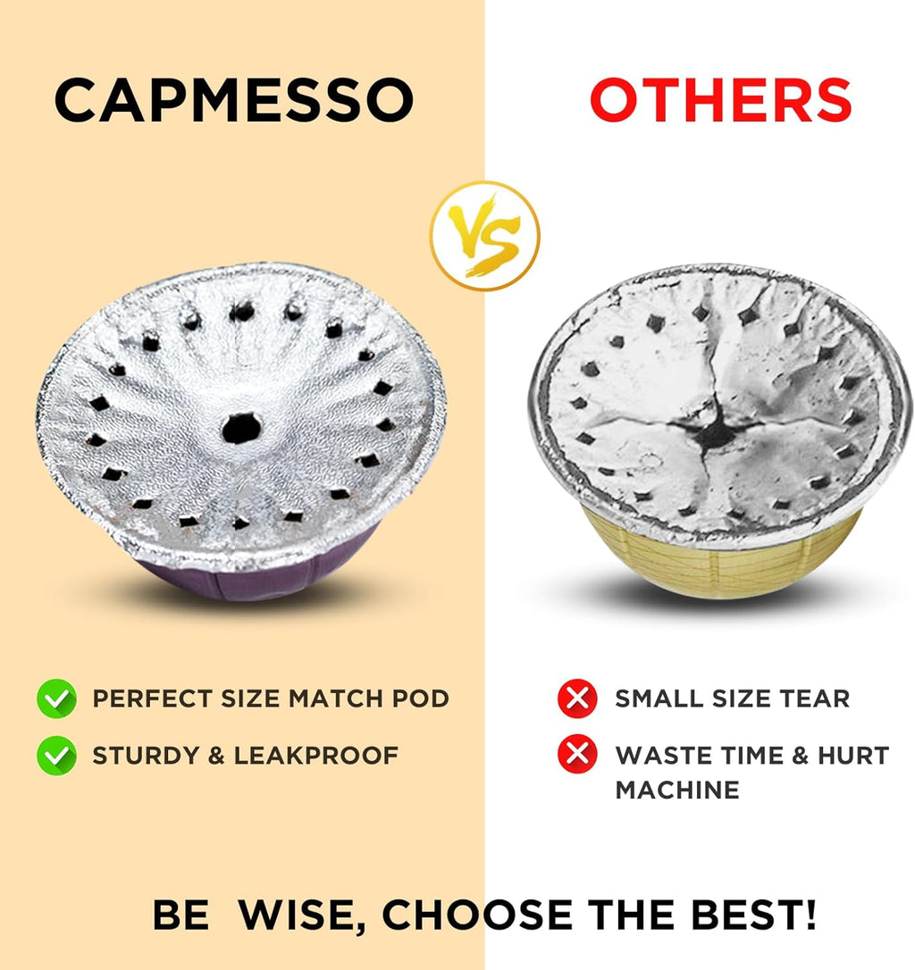 CAPMESSO Aluminum Foils Lids for Vertuo Reusable Pods,Compatible for Refillable Vertuo Pods, 100pcs Coffee Pods Foil Seals Covers(100/package)
