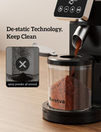 Neretva Burr Coffee Grinder, 2 in 1 Professional Espresso Grinder Stainless Steel Suit 51~58mm Portafilter Coffee Bean Grinder 30 Precise Setting & Anti-Static for Espresso/French Press/Drip/Cold Brew