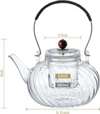 Glass Teapot with Removable Infuser, Stovetop Safe Glass Tea Kettle, 980 ml 33 oz, Clear Teapot for Loose Tea, Tea pot for Blooming Flower Tea and Loose Leaf, Tea Maker Gift