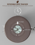 HAIOOU Airtight Coffee Canister Wood Grain [New Version], 22OZ Large Stainless Steel Coffee Bean Storage Container with Date Tracker, Measuring Scoop, CO2 Releasing Valves - Walnut and Gray