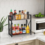 YINMIT Countertop Shelf Organizer,Coffee Bar Accessories,Spice Rack,Coffee Counter Shelf,2 Tier Coffee Organizer Station for Mugs,Cups,Cream,Syrup(Rustic Grey, Large)