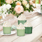 Whaline 120Pcs Sage Green Paper Baking Cups Scalloped Edge Cupcake Wrappers Gradient Green Cupcake Muffin Cases for Wedding Birthday Baby Shower, 3 Colors