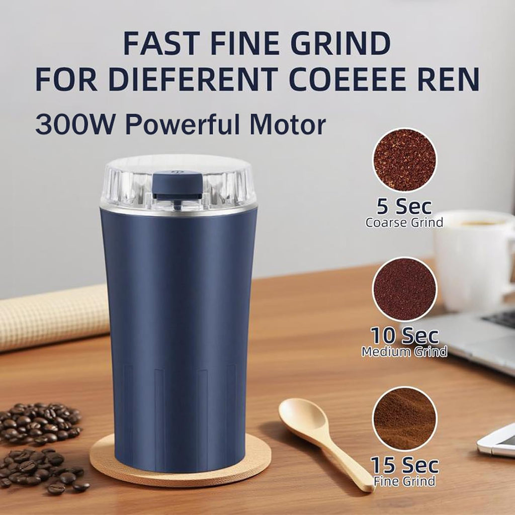 Electric Coffee Grinder, coffeeBean and Spice Grinder,300w powerful power portable With Heavy-DutyStainless Steel Grind Blades