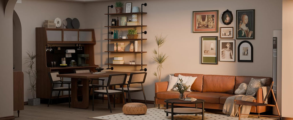 Industrial Pipe Wall Shelves Pipe Shelving with Real Wood Plank ,48 Inches Floating Shelves for Wall Farmhouse Pipe Book Shelves Dark Brown 5 Tier for Kitchen,Living Room Decor and Bar Shelving