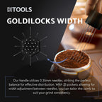 Barista Hustle WDT Espresso Distribution Tool, Coffee Distributor for Barista, 25 Needle Comb with Black Silicone Handle, 501 Stainless Steel for Precise Coffee Distribution, 30 Needles Included