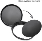 Tart Pan Removable Bottom - 9 Inch Non-Stick Carbon Steel Pie Pan for Baking Tarts, Pies, Quiches, Brownies, Quiche Baking Dish with Fluted Edges, Fruit Tart Mold
