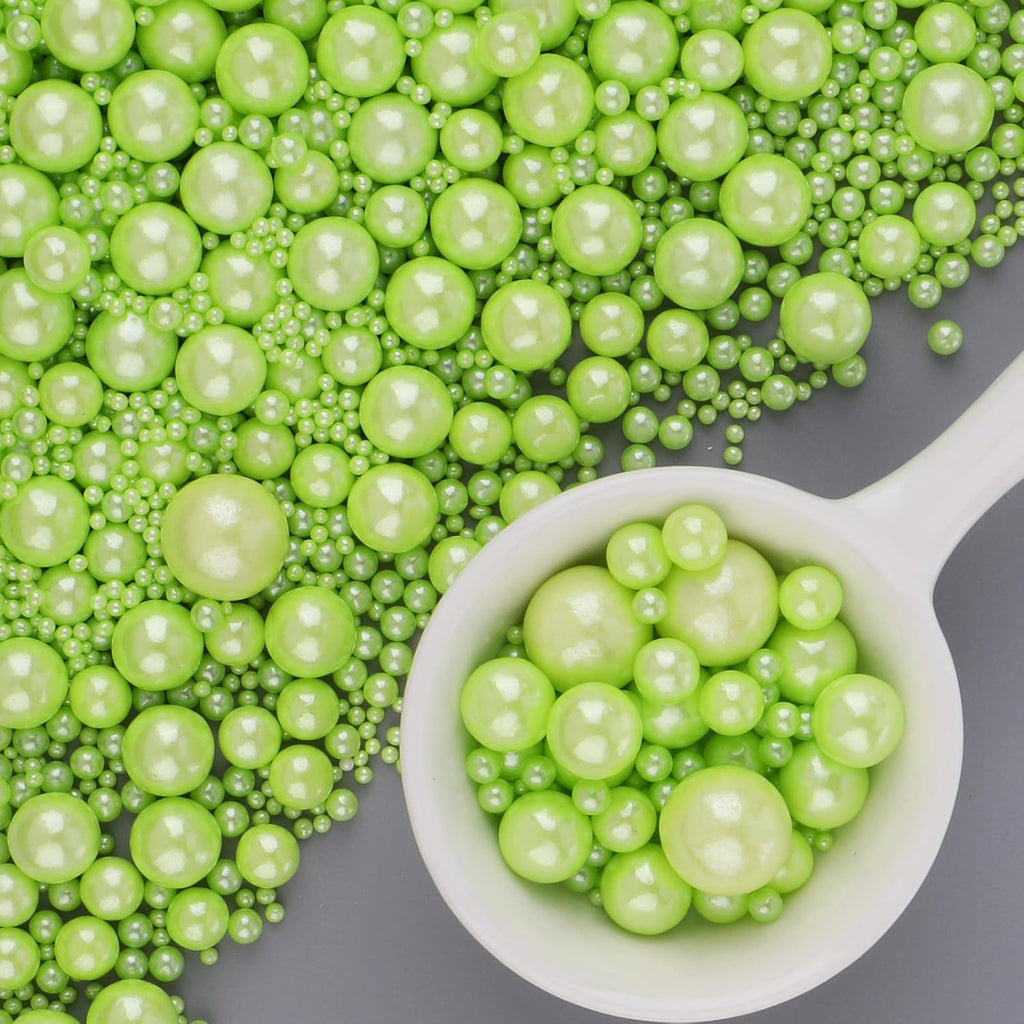 Light Green Sprinkles for Cake Decorating, 6 Sizes Mix Edible Pearl Sugar for Cupcake Cookie Ice Cream Topping, Wedding Parties Christmas Supplies 4.6 oz