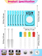 117Pcs Silicone Gummy Bear Molds Kit with 100 Wrappers, 5 Recipe Cards, 4 Droppers & 2 Brushes,Non-Stick Candy Mold for DIY Chocolate, Gummy Bears, Party Favors (Dinosaur, Bear, Fruits, Donut Shapes)