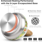 Tea Kettle, Toptier Teapot Whistling Kettle with Wood Pattern Handle Loud Whistle, Food Grade Stainless Steel Tea Pot for Stovetops Induction Water Kettle, 2.7-Quart Butterfly