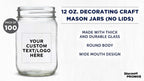 DISCOUNT PROMOS Custom Decorating Mason Jars 12 oz. Set of 100, Personalized Bulk Pack - Glass Jars for Overnight Oats, Candies, Fruits, Pickles, Spices, Beverages - Clear