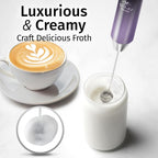 Zulay Kitchen Lux Rechargeable Milk Frother Handheld - Powerful 2-Speed Motor, Fully Waterproof, 2000mAh Battery - Drink Mixer For Latte, Cappuccino, Matcha, Protein Powder - Galaxy