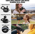 One Gallon Water Bottle Insulated, Triple Walled Vacuum Stainless Steel (Cold for 48 Hrs), Leak Proof & Non-BPA, Large Water Flask Jug with Paracord Handle & Straw Spout Lids