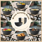 Black Cereal Bowls 40oz for Cereal Lover,Unbreakable Alternative Plastic Bowls Set of 6,Extra Thick Anti-Scald Bowl Sets suitable for Salad,Soup and Fruit.