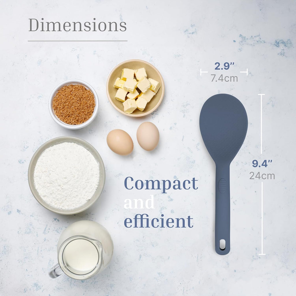 Silicone Rice Paddle Set – 2-Piece Set of Spoon Spatulas for Non-Stick Cookware – Kitchen Tools and Accessories with Comfortable Handles, Heat-Resistant Utensils for Cooking and Baking – Blue
