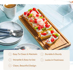 Cake Display with Lid – Acacia Wood Dessert Stand & Wooden Charcuterie Board with Lid for Loaf Cakes, Bread, Pastries, Cheese, Large Rectangle Wood Tray Platter & Acrylic Cover, 15 x 6.25”