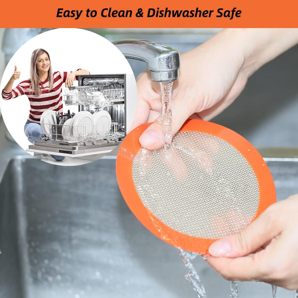 6 Inch Round Baking Mats, Food Grade Silicone Mats for Cake Pan/Tortilla Maker, Premium Non-Stick Reusable 6 Inch Tortilla Press Liner for Small Cake/Tortilla/Pie/Pizza, Round 5.5" Orange, 3PCS