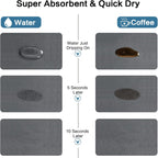 Gray Dish Drying Mat 16''x24'', Absorbent Anti Spill Bar Mat for Kitchen Counter, Fits Under Coffee Maker & Espresso Machine