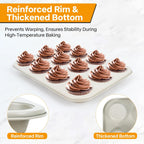 2-Pack Healthy Baking Cupcake Pan| Non Stick 12-Cup Muffin Pan | Durable & Easy Clean Muffin Tin | Perfect for Cupcakes, Muffins (Beige)