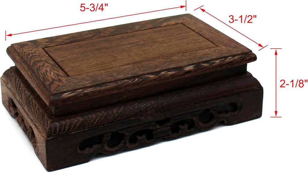 CVHOMEDECO. Primitives Rustic Rosewood Rectangle Display Stand Vase Pot Base Fishbowl Pedestal Stand. (5-3/4 Inch)