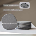 Instant Dry Stone Absorbent Diatomite Coaster Set of 6 for Drinks Wine Coffee, Modern Unique Cup Diatomaceous Earth Coasters for Coffee Table Office Desk, Deep Grey