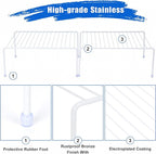 SIBAO Kitchen Cabinet Storage Shelf Rack/Plastic Feet - (13.1 x 10.2 Inch) - Steel Metal - Rust Resistant Finish - Cups, Dishes, Cabinet & Pantry Organization (4, White)