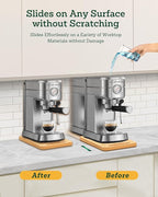 Bamboo Appliance Slider, Sliding Tray for Coffee Maker, Kitchen Countertop Appliance Rolling Tray, Coffee Pot Slider Tray with Rubber Wheels,Deep - Medium (9.5"D x 14"W)