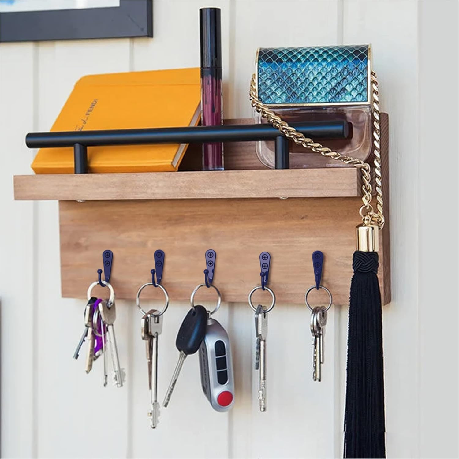 15-Pack Coat Hooks with 30 Screws | Heavy Duty Wall Mounted for Robe, Backpack & Keys | Entryway, Bathroom, Bedroom Hanging Hardware (Purple)