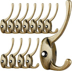 IBosins 12 Pack Antique Brass Coat Hooks Wall Mounted with 24 Screws Retro Double Hooks Utility Antique Brass Hooks for Coat, Scarf, Bag, Towel, Key, Cap, Cup, Hat