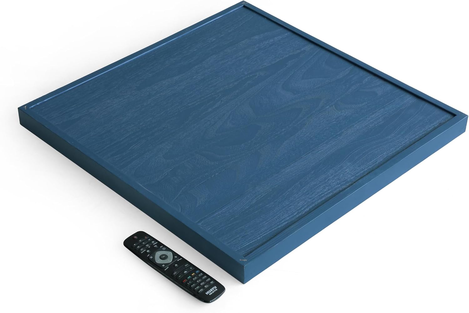 Square Ottoman Table Tray 24" - Rustic Wooden Serving Tray for Farmhouse Decorative Oversized Coffee Table Trays Living Room Kitchen Counter Breakfast Blue