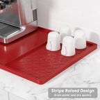 Rnivvi Silicone Coffee Mat, 16" x 24" Waterproof Raised Edge Coffee Bar Mats for Espresso Machine Station Accessories, Heat Resistant Detachable Dish Drying Pad for Kitchen Counter, Dish Rack, Red