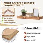 24x8x1.6 inch Floating Shelves Set of 2 – Solid Wood Rustic Oak Wall Mounted Shelf for Kitchen, Bathroom, Living Room
